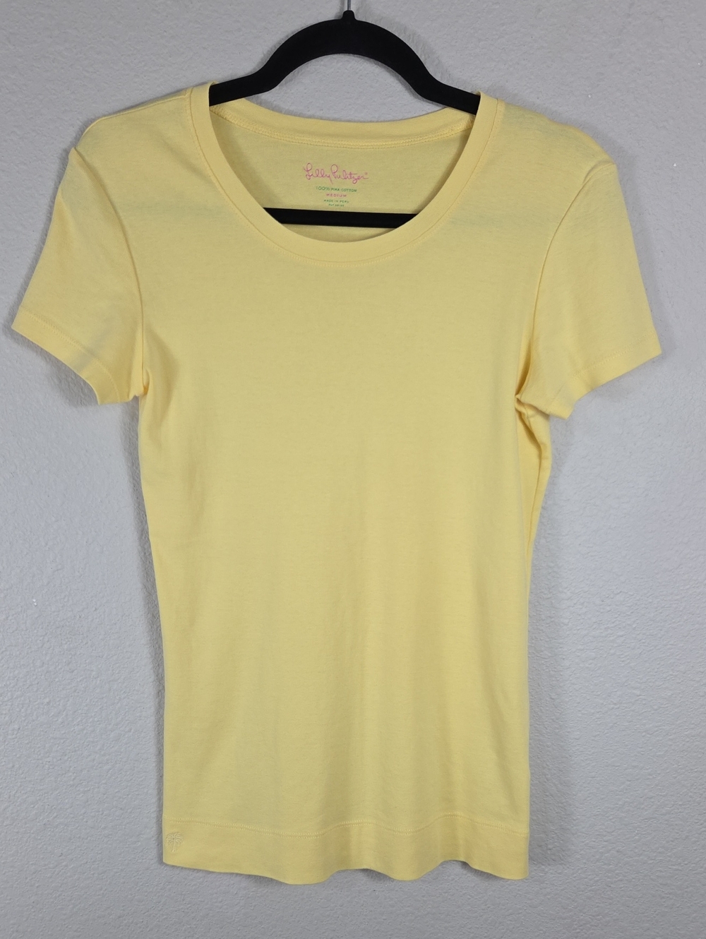 Lilly Pulitzer Yellow Pima Cotton Short Sleeve Crew Neck Top Size Medium